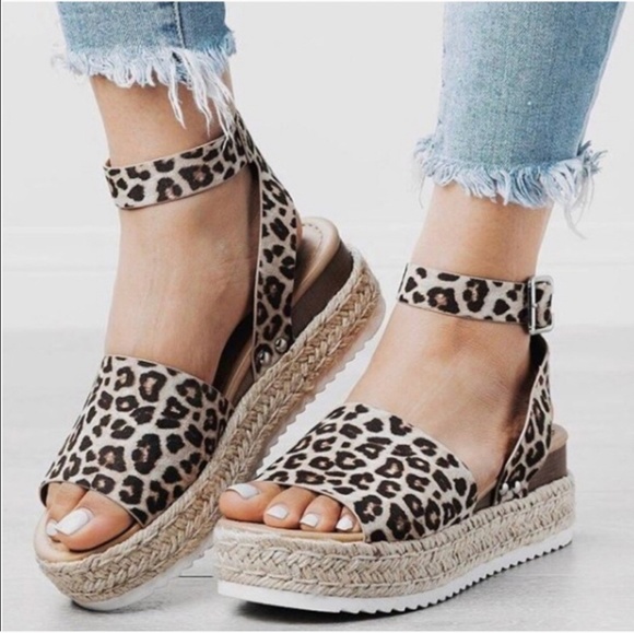 Last Size 8.5 🔥🖤 Leopard Open Toe Espadrille - Picture 7 of 8